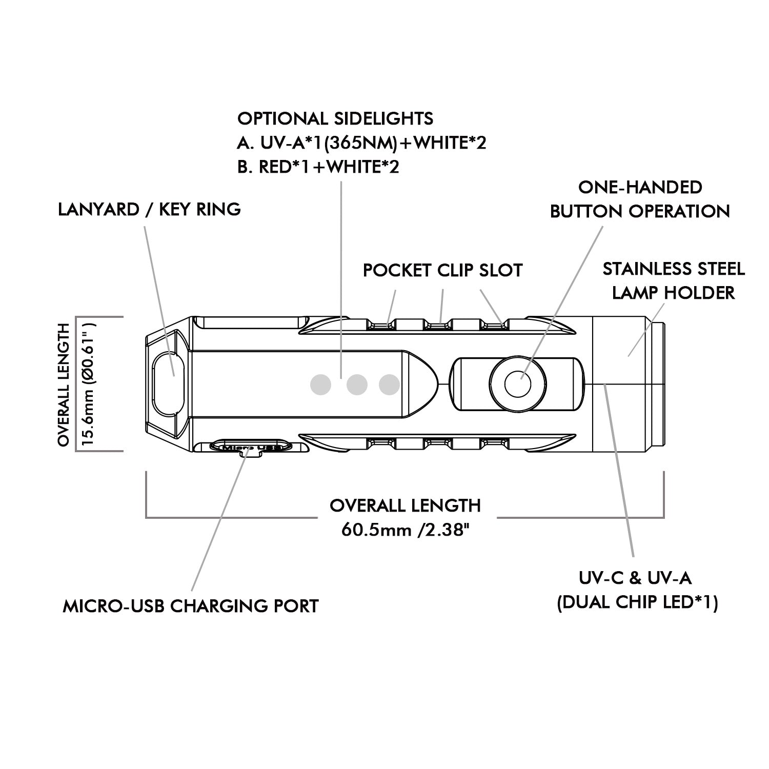 Rovyvon Aurora A8 Pro Keychain Uv C Light